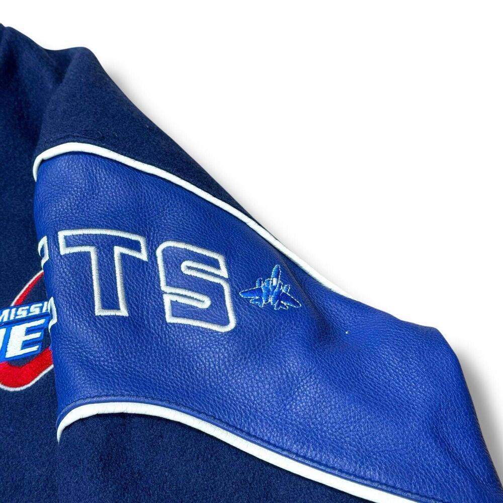 VTG 90s Mississauga Jets Varsity Jacket Wool Leather Trim Canada Made Youth XXL - Picture 3 of 10